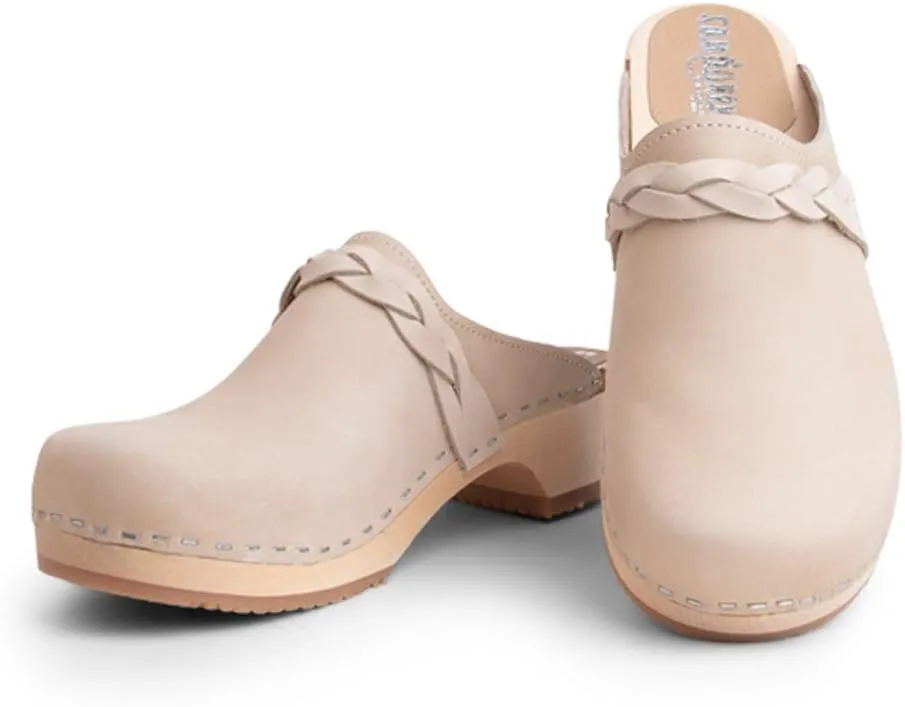 Sandgrens Handmade Swedish Wood Clogs for Women, Low Heel Mule | Brussels