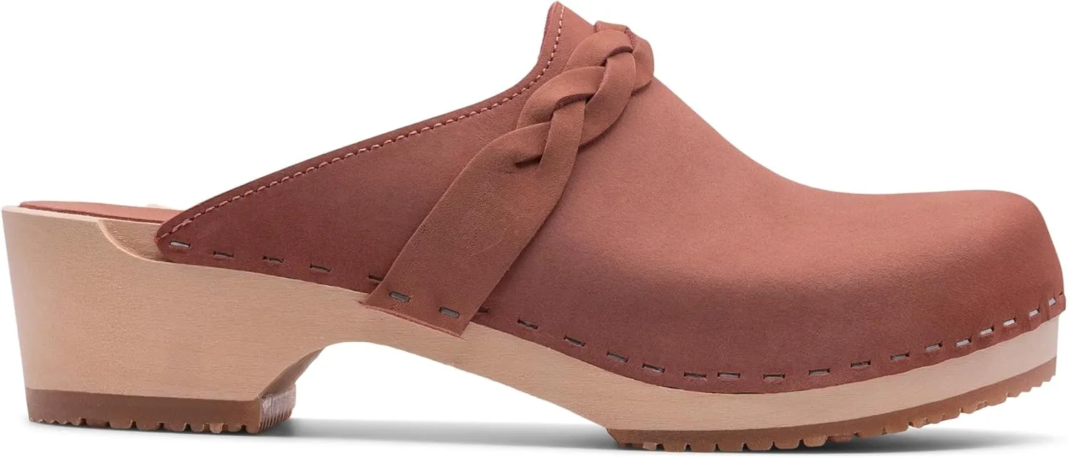 Sandgrens Handmade Swedish Wood Clogs for Women, Low Heel Mule | Brussels
