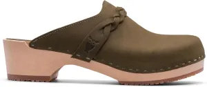 Sandgrens Handmade Swedish Wood Clogs for Women, Low Heel Mule | Brussels