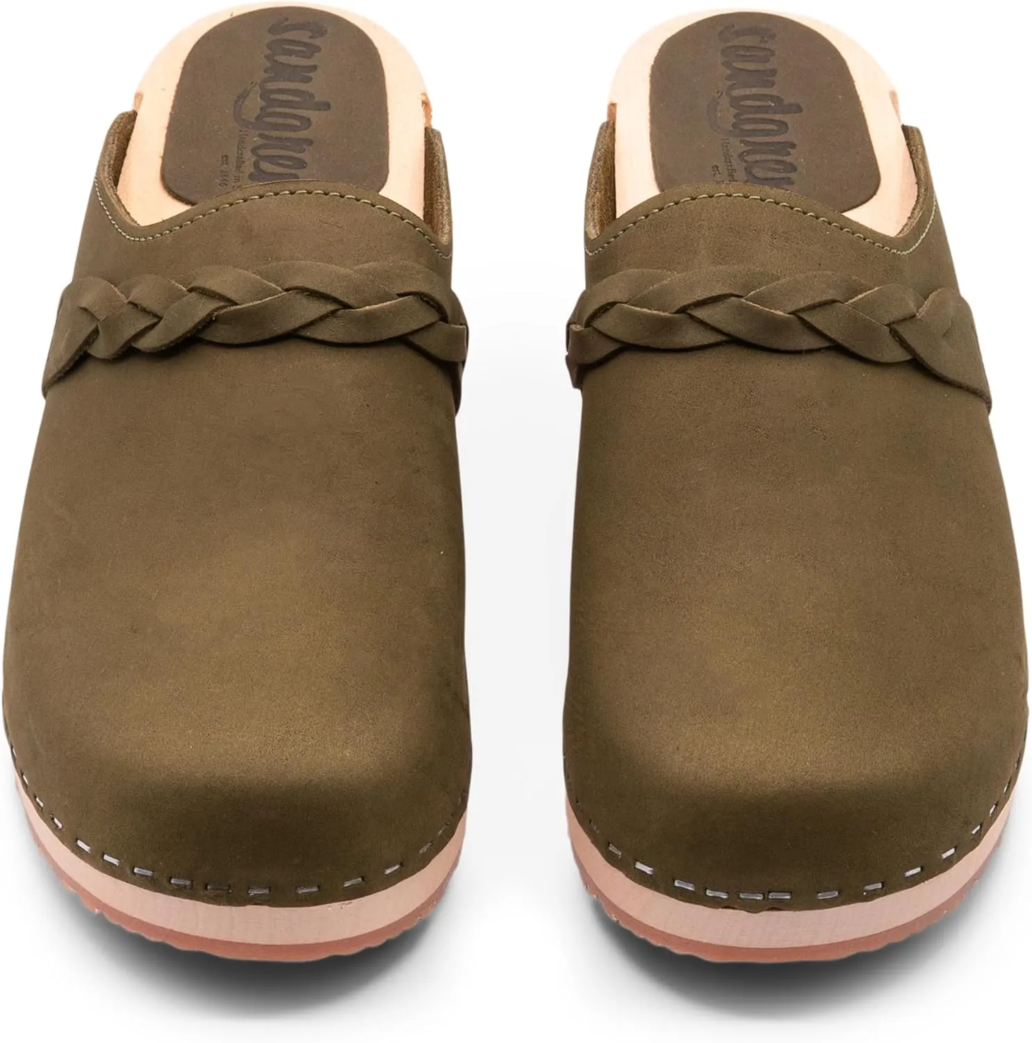 Sandgrens Handmade Swedish Wood Clogs for Women, Low Heel Mule | Brussels
