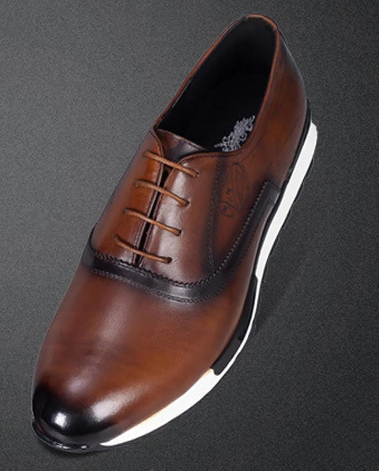 Santimon Men's Genuine Leather Wingtip Oxford Dress Shoes - Classic Brogue Business Formal Shoes for Wedding, Office- Comfortable Cushioned Insole