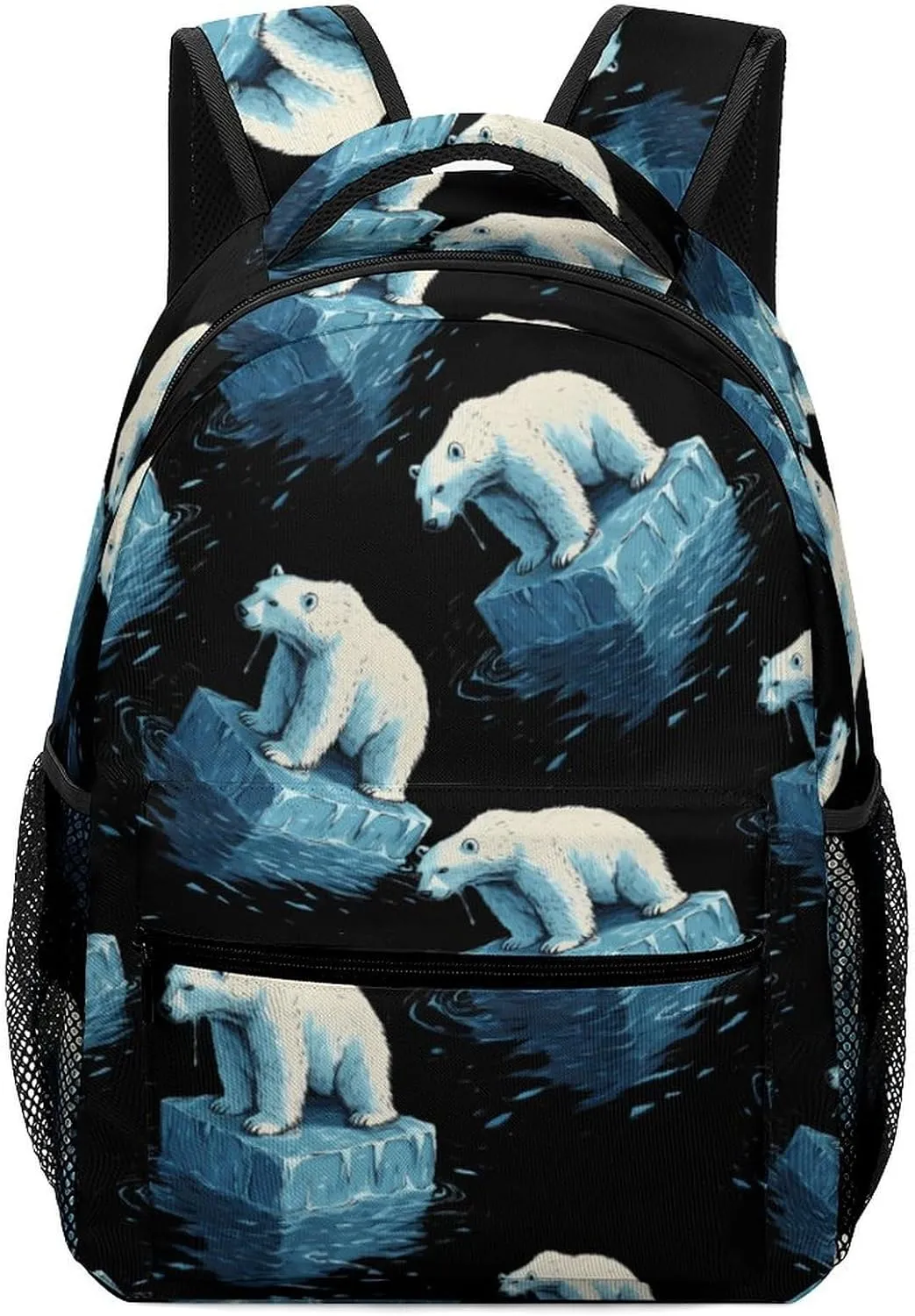 Save Polar Bears Melting Glaciers Classic Basic Backpack Durable Casual Travel Hiking Laptop Adjustable Bag