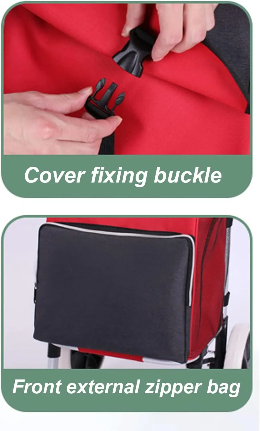 Shopping Cart Replacement Bag, Trolley Waterproof Spare Bag, Storage Bag with Side Pockets and Front Pocket 5