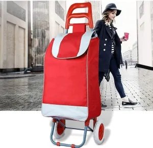 Shopping Cart Wheel Shopping Bag with Support Bar and Zipper Pocket Folding Durable Push Cart Wheeled Bag Waterproof and Silent