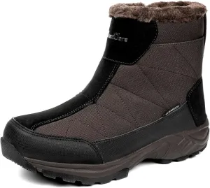 SILENTCARE Men's Warm Snow Boots, Fur Lined Waterproof Winter Shoes, Anti-Slip Lightweight Ankle Boot
