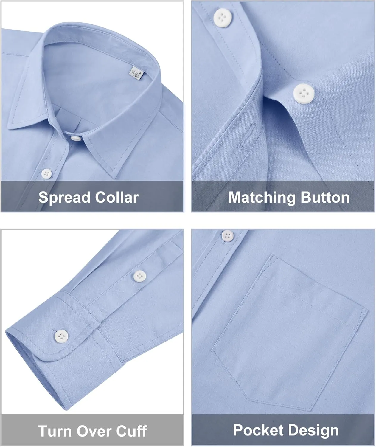 siliteelon Womens Button Down Shirts Long Sleeve Collared Office Work Blouses Tops with Pocket Oxford Shirts