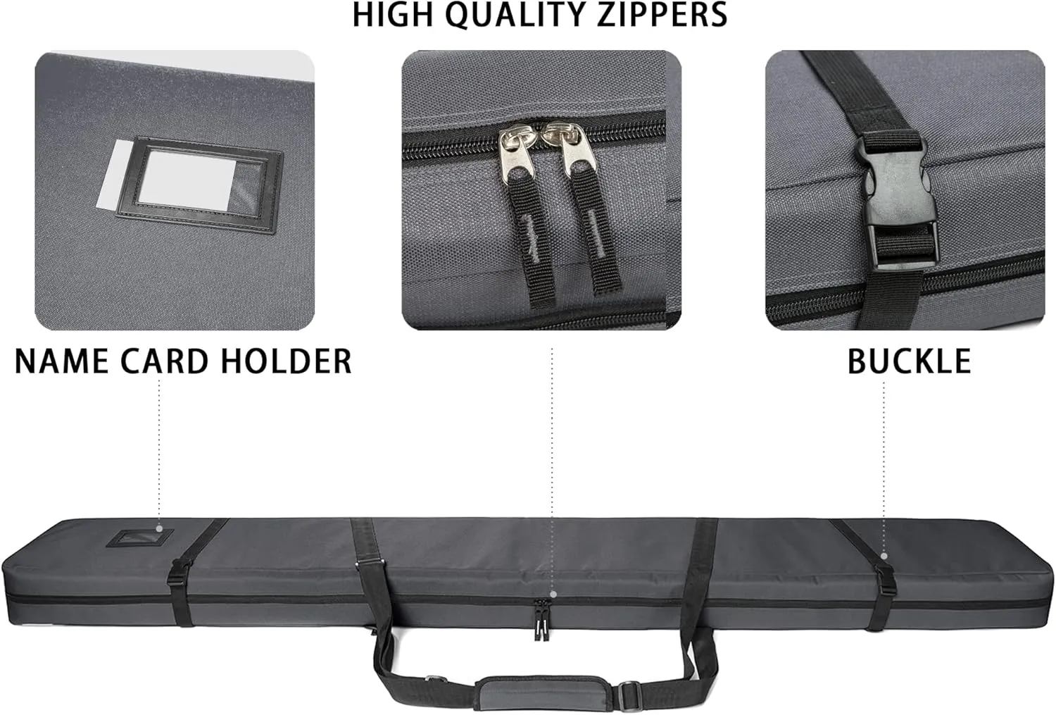 Ski Bag – Padded Ski Bag with Durable Handle – Waterproof Fully Padded Ski Strap Carrier – Reliable 600D Oxford Fabric – Heavy-Duty Zippers and Buckles