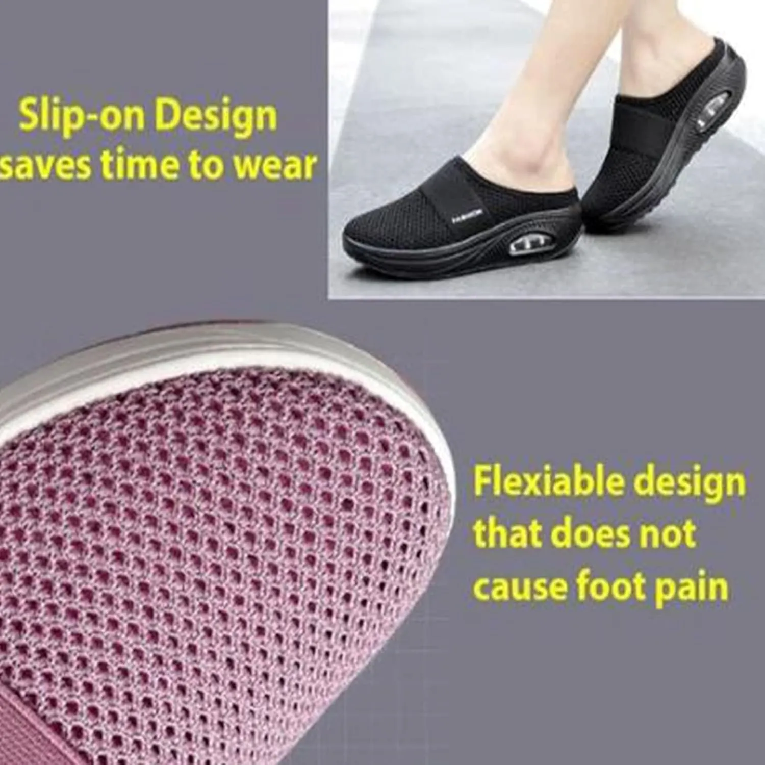 Slip On Mules for Women 2025 Breathable Mesh Orthopedic Slippers for Women with Arch Support Air-Cushion Open Back Walking Shoes Indoor Outdoor Casual Non Slip Diabetic Closed Toe Slides