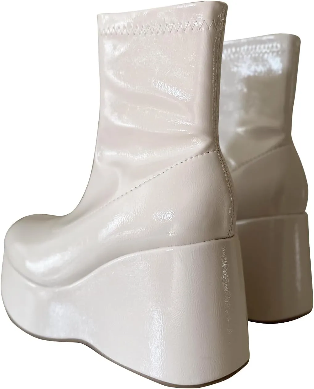 Soda Women Rounded Toe Platform Wedge Heel Fitted Sock Ankle Boot Booties