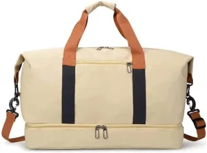 Sports bag - Extra Large Travel Duffel Luggage Bag with Upgrade Zipper, Durable & Water Resistant, Black(Beige)