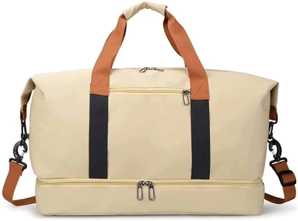 Sports bag - Extra Large Travel Duffel Luggage Bag with Upgrade Zipper, Durable & Water Resistant, Black(Beige)