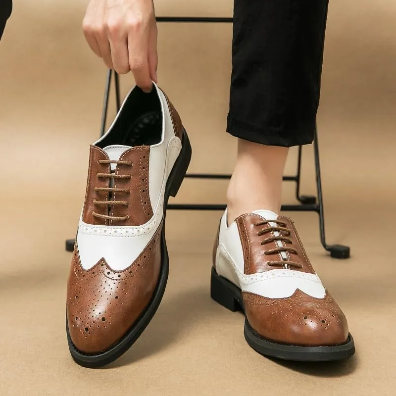 Spring Breathable Comfortable Walking Shoes British Style Classic Business Dress Leather Shoes Casual Lace-up Brogue Oxford