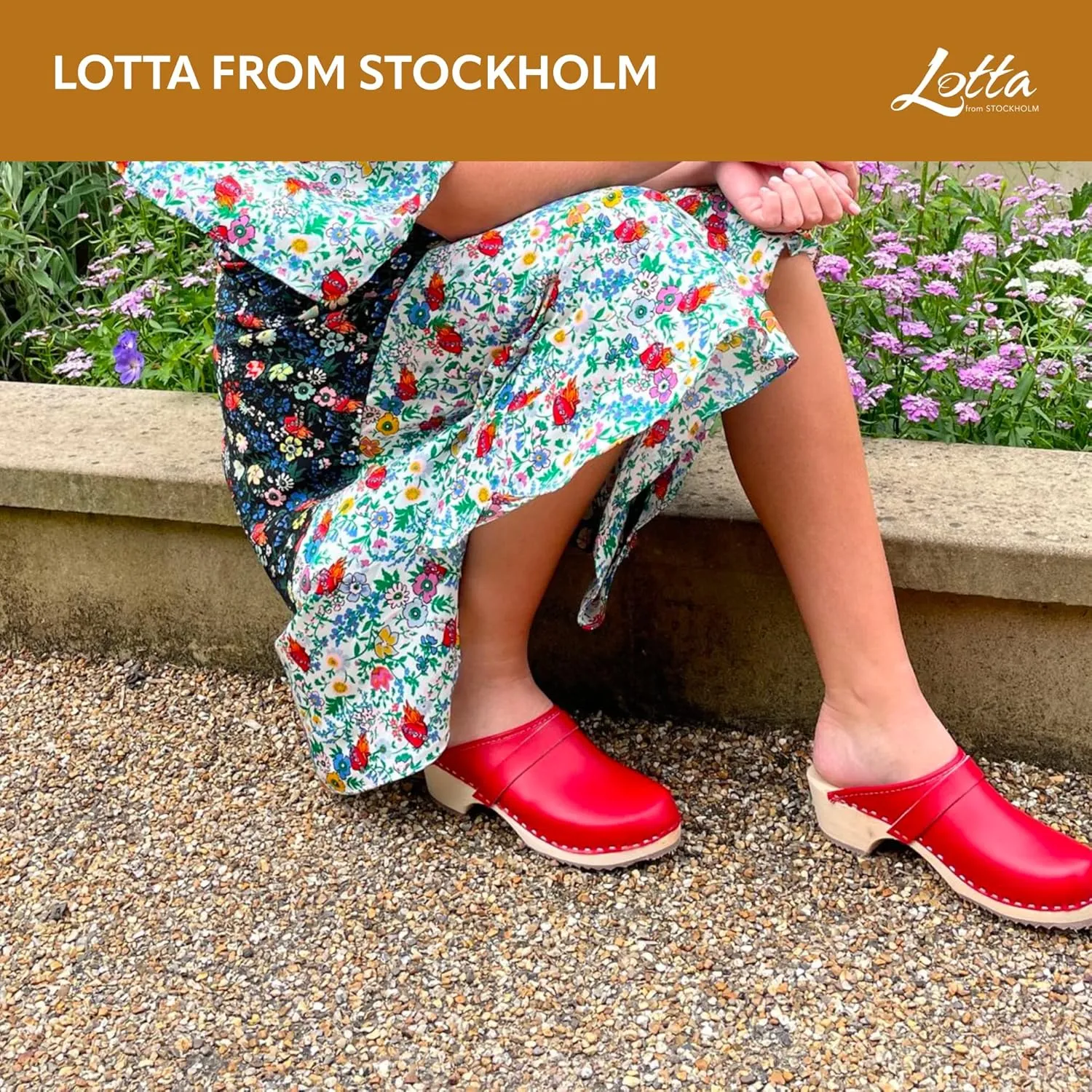 Swedish Classic Mule Clog - Red Leather Slip-on Clogs for Women I Supportive and Comfortable Wooden Clog