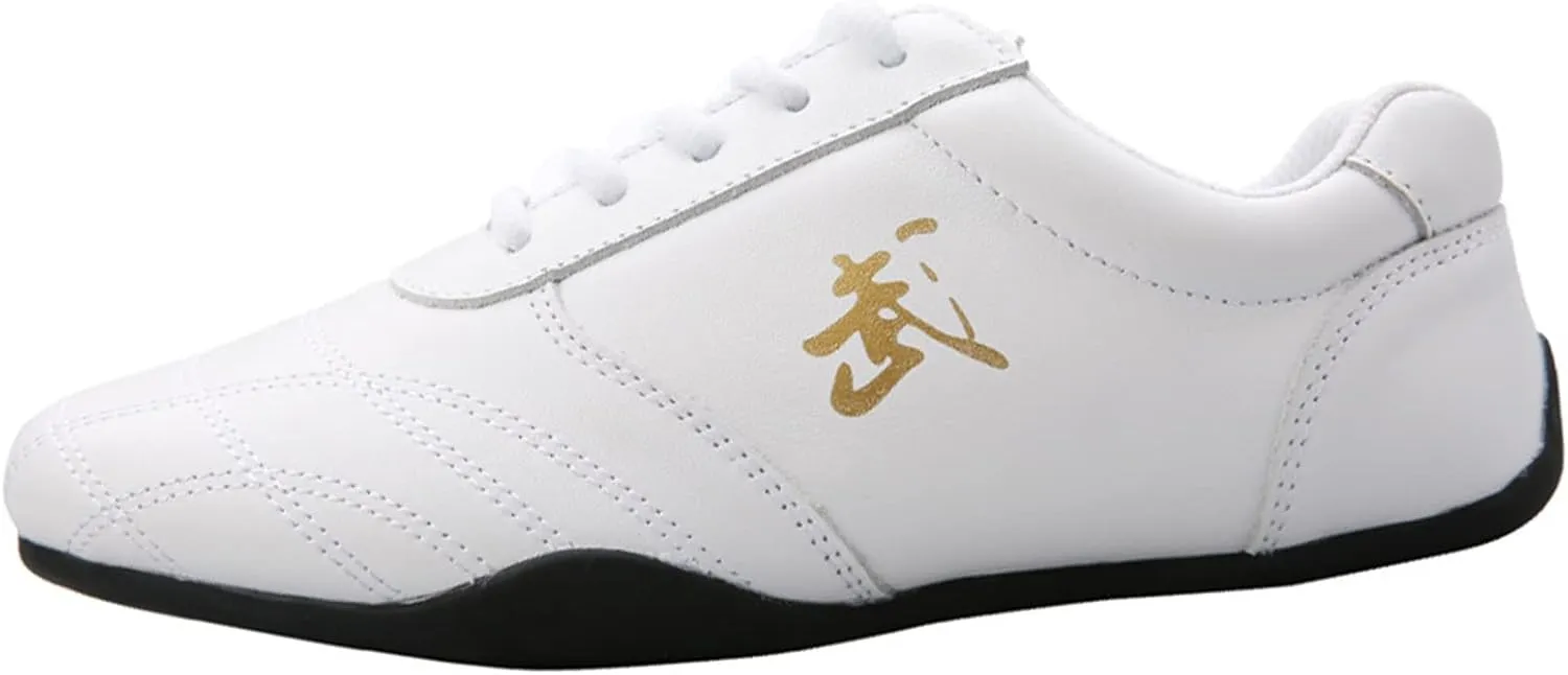 Tai Chi Kung Fu Shoes, Leather Martial Art Shoes Chinese Wushu Shaolin Trainer Wing Chun Sneakers for Men Women