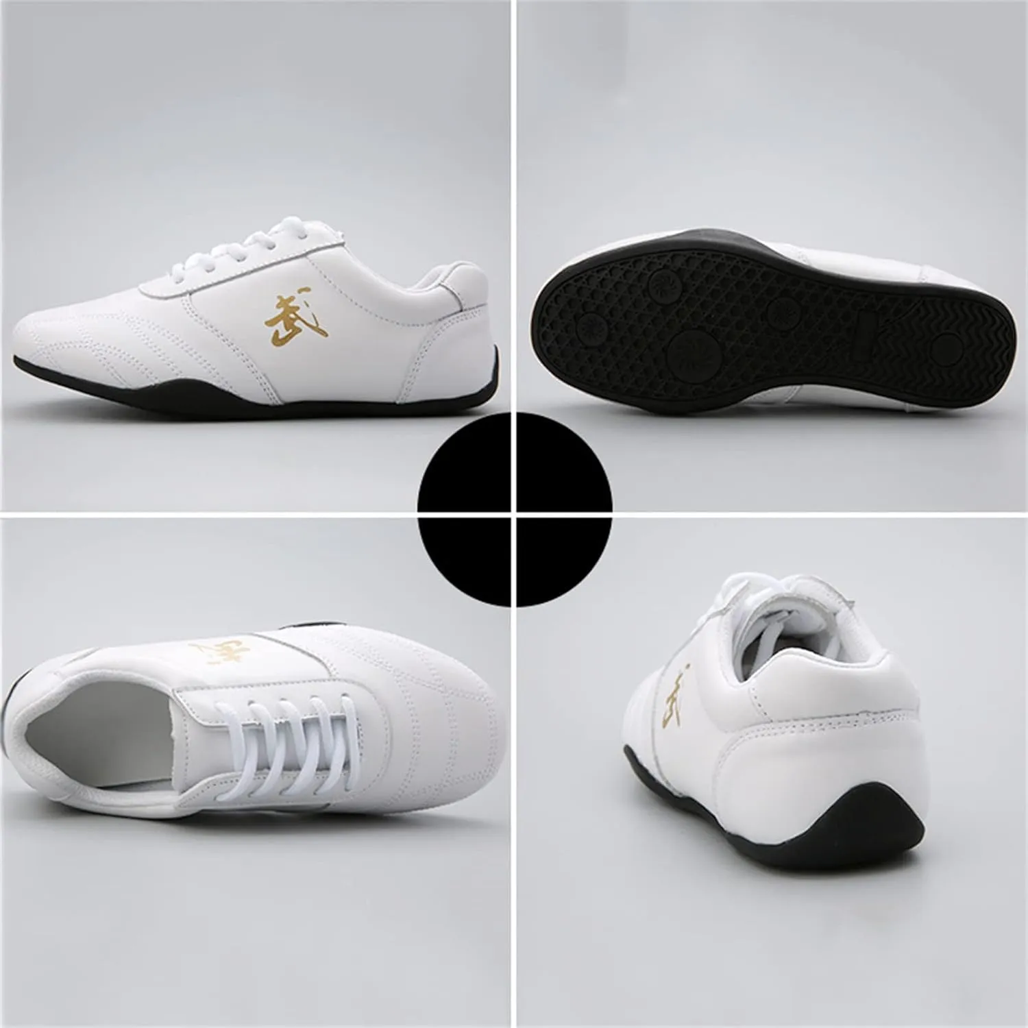 Tai Chi Kung Fu Shoes, Leather Martial Art Shoes Chinese Wushu Shaolin Trainer Wing Chun Sneakers for Men Women