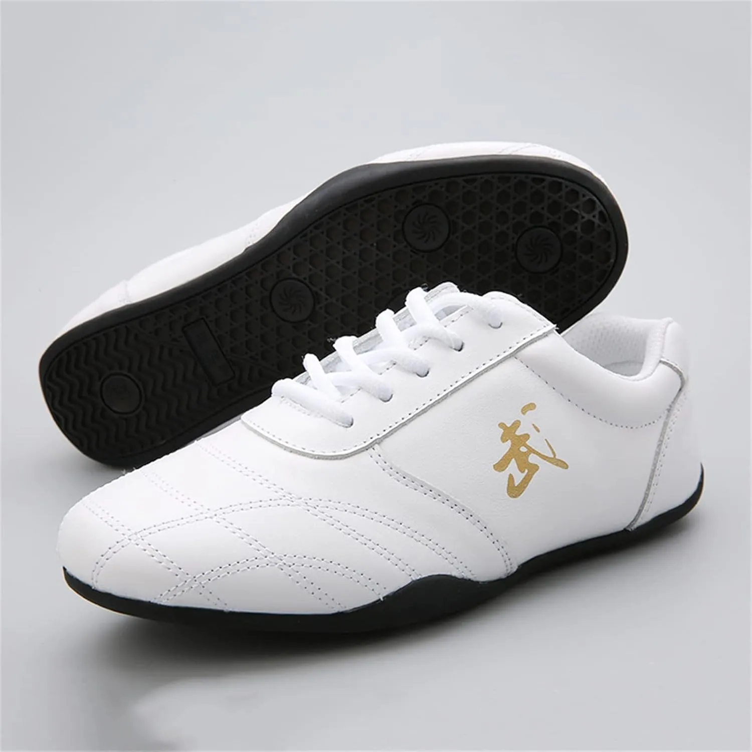 Tai Chi Kung Fu Shoes, Leather Martial Art Shoes Chinese Wushu Shaolin Trainer Wing Chun Sneakers for Men Women