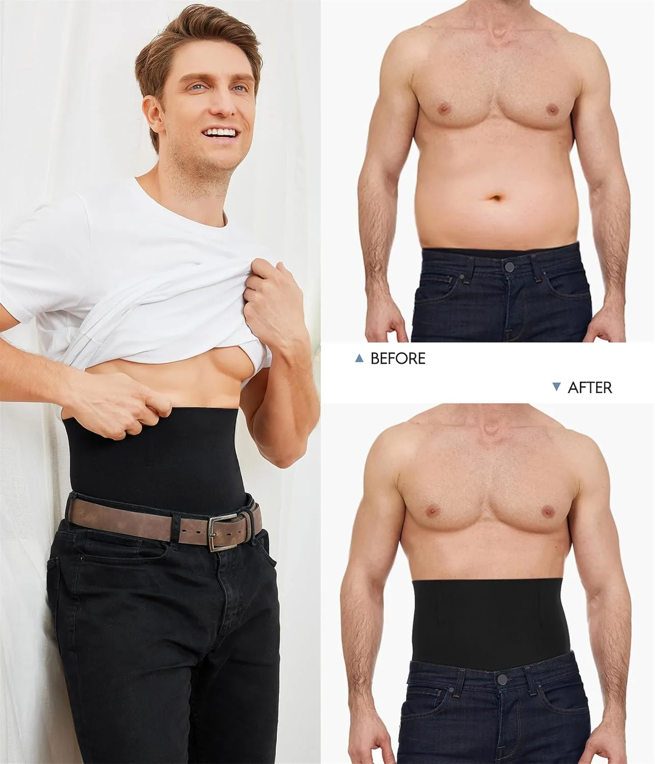 TAILONG Mens Shapewear Tummy Control Underwear Compression Shorts Slimming Body Shaper Leg Boxer Briefs