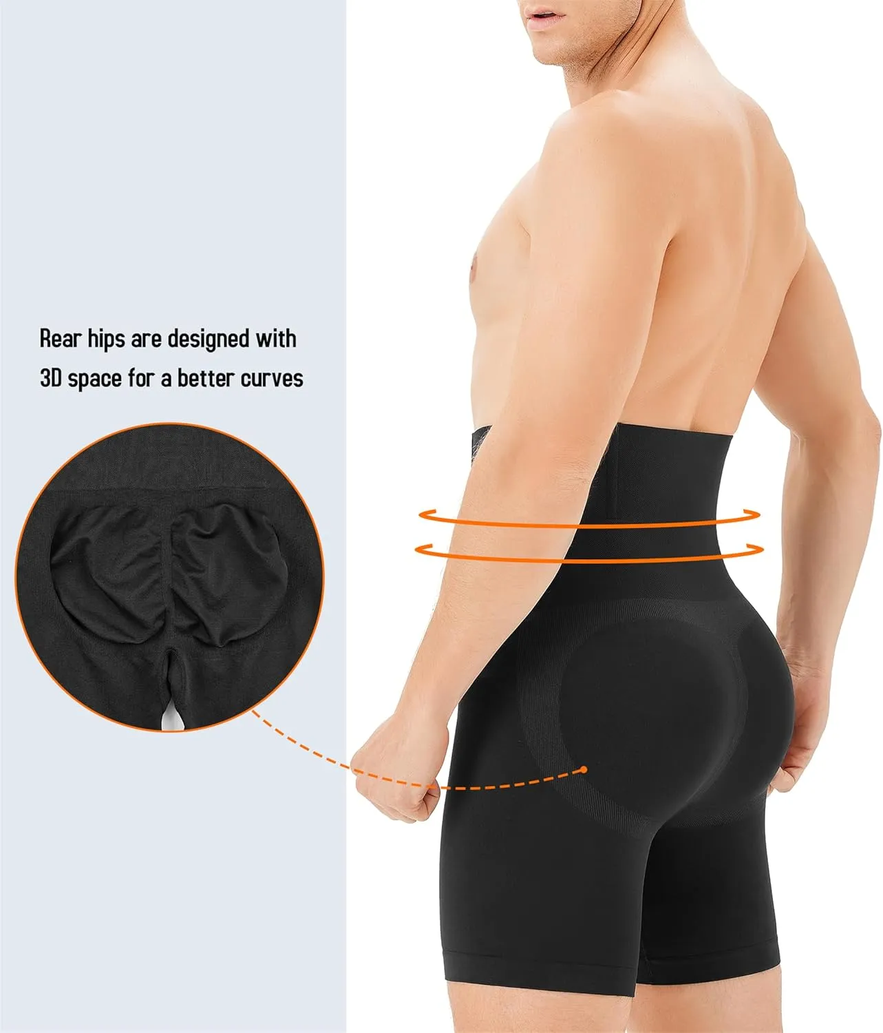 TAILONG Mens Shapewear Tummy Control Underwear Compression Shorts Slimming Body Shaper Leg Boxer Briefs