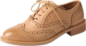 TMA EYES Baroque Retro Carved British Style Lace-up Oxford Women's Casual Leather Shoes