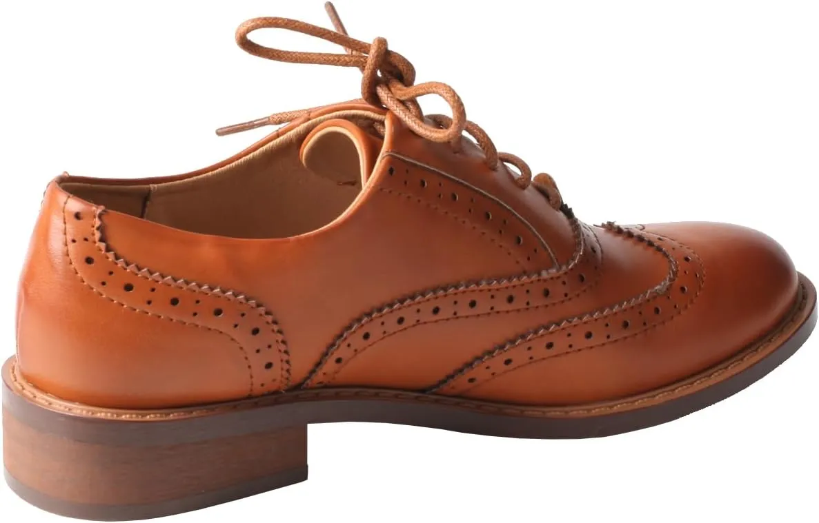 TMA EYES Baroque Retro Carved British Style Lace-up Oxford Women's Casual Leather Shoes