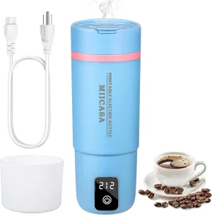 Travel Electric Kettle,Miicasa Small Electric Kettle,Water Boiler with Anti Fall Boot,6 Temperature Control,304 Stainless Steel Auto Shut-Off and Boil Dry Protection,17oz