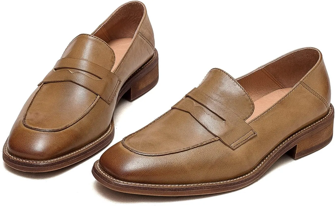 U-lite Women’s Sheepskin Leather Slip-On Loafers - Soft, Comfortable, and Lightweight Shoes with Collapsible Heel