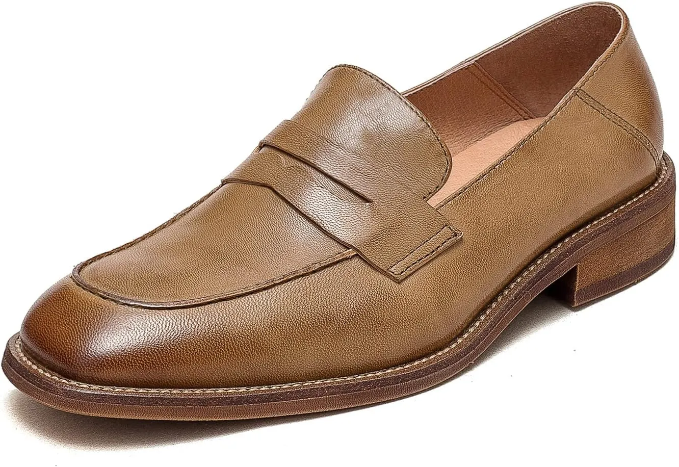 U-lite Women’s Sheepskin Leather Slip-On Loafers - Soft, Comfortable, and Lightweight Shoes with Collapsible Heel