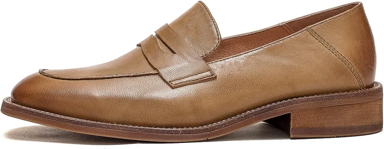 U-lite Women’s Sheepskin Leather Slip-On Loafers - Soft, Comfortable, and Lightweight Shoes with Collapsible Heel