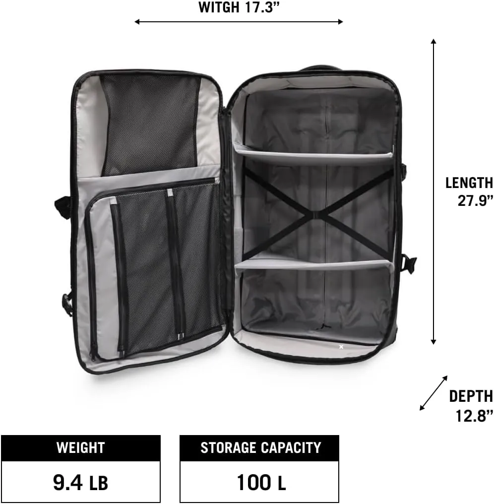 USWE Buddy 100L Athlete Gear Trolley Bag, Lightweight Carry-On Duffle Bag to Store Your Sport Gear & Essentials, Ideal For Travelling, Gym Sessions, Training and More