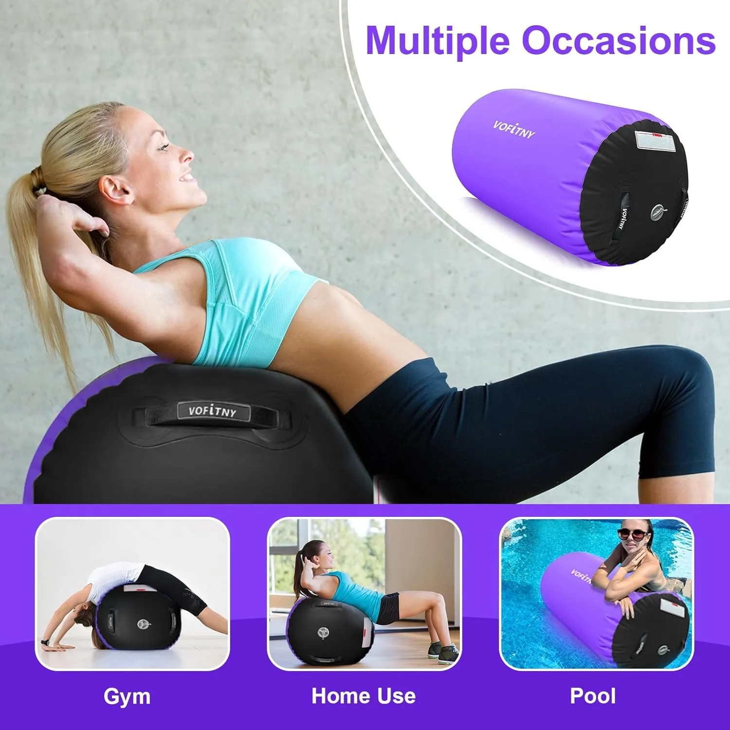 VOFiTNY Gymnastics Tumbling Equipment Air Barrel Inflatable Octagon Tumbler Roller Back-bend Trainer Chearleeding Mat Without Pump