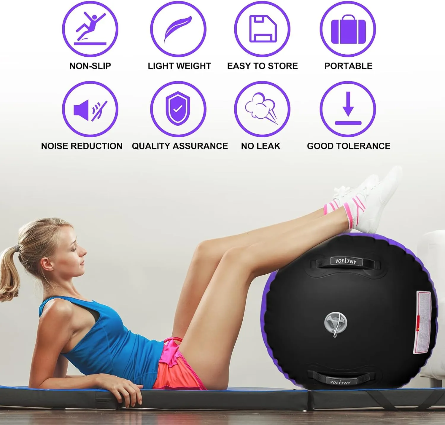 VOFiTNY Gymnastics Tumbling Equipment Air Barrel Inflatable Octagon Tumbler Roller Back-bend Trainer Chearleeding Mat Without Pump