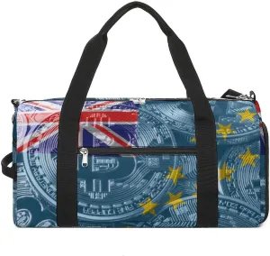 Waterproof Tuvalu Flag Bitcoin Duffel Bag with Shoe Compartment Gym Travel Yoga