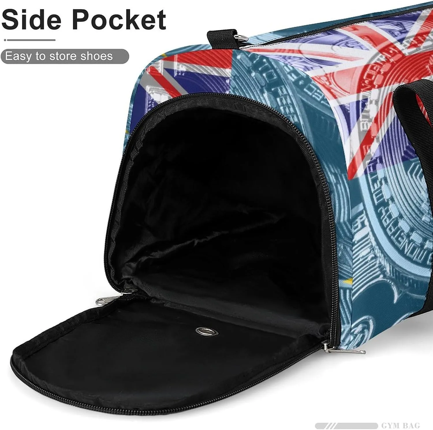 Waterproof Tuvalu Flag Bitcoin Duffel Bag with Shoe Compartment Gym Travel Yoga