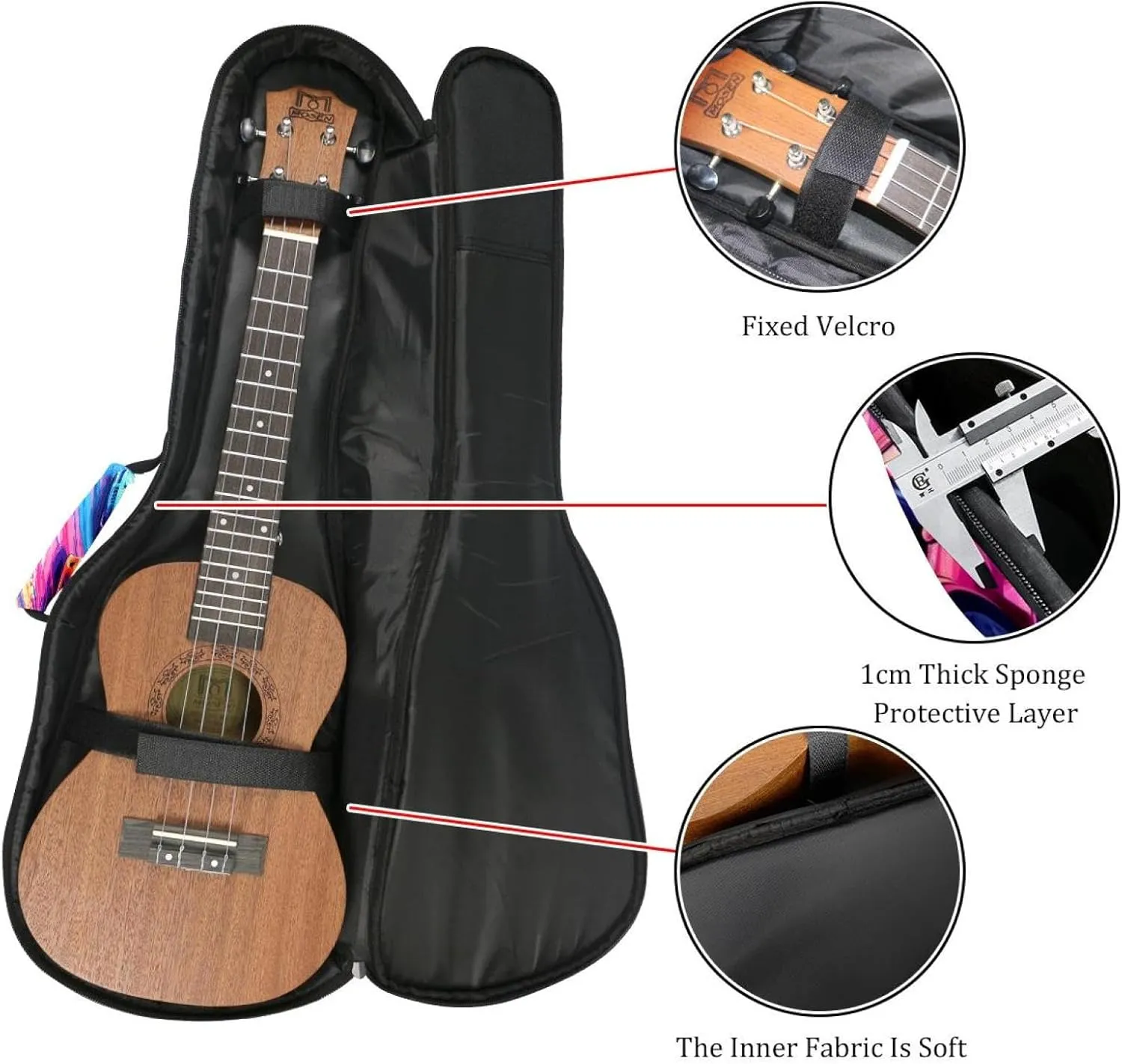 Waterproof Ukulele Case Bag, Durable 23" Ukulele Gig Bag with Storage and Handle - Race Cars with Vibrant Colors on the Racing Track