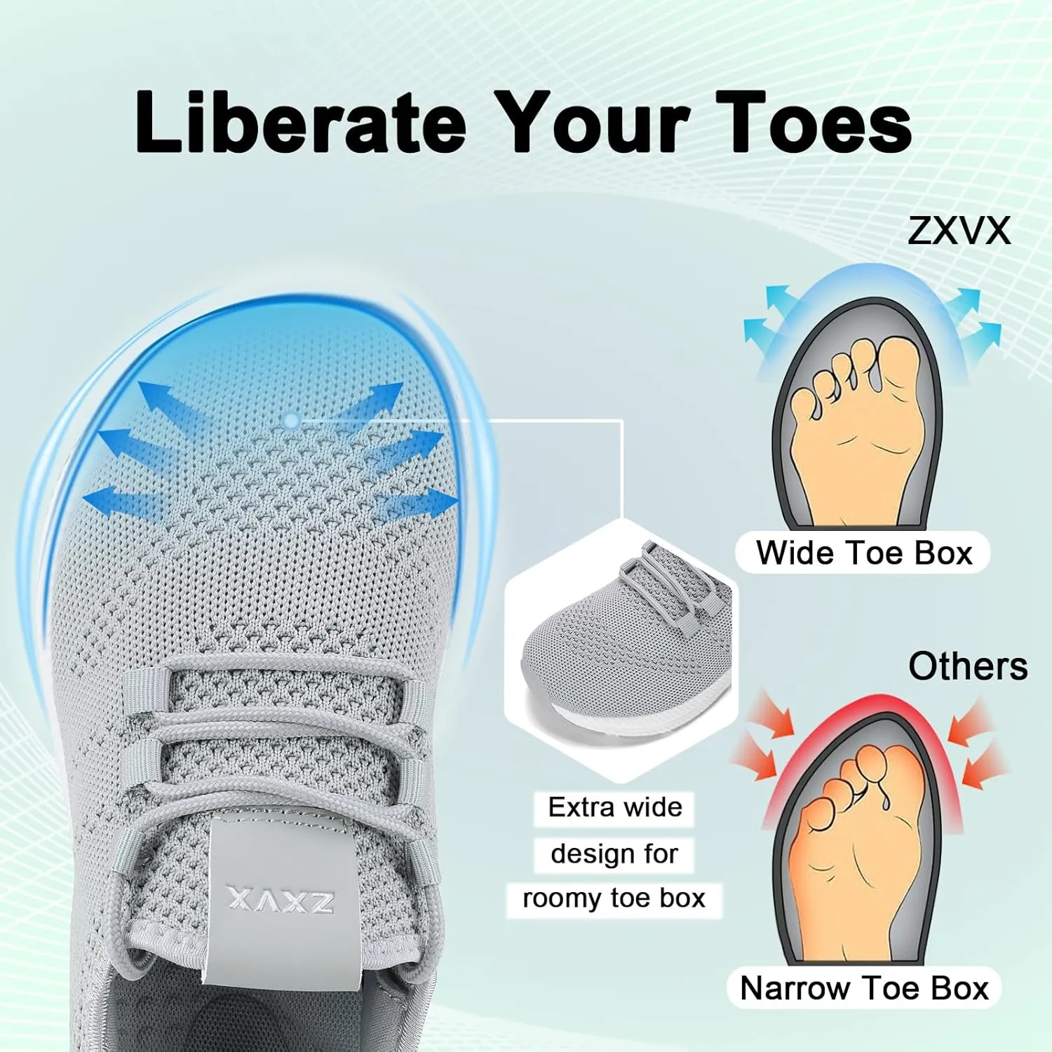 Wide Toe Box Shoes Women Non-Slip Wide Width Sneakers Ultra Light Extra Wide Road Running Shoes for Women Breathable Tennis Walking Gym Workout Trainer 5.5-11.5
