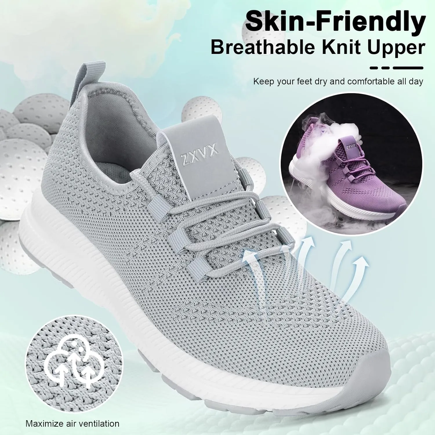 Wide Toe Box Shoes Women Non-Slip Wide Width Sneakers Ultra Light Extra Wide Road Running Shoes for Women Breathable Tennis Walking Gym Workout Trainer 5.5-11.5