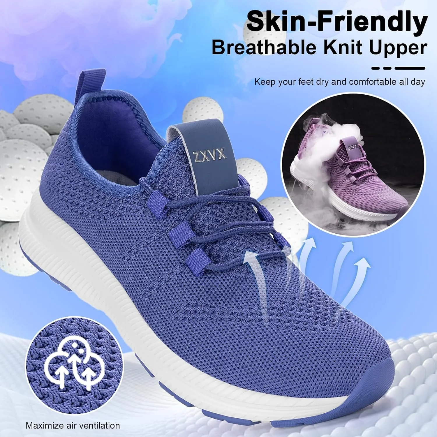 Wide Toe Box Shoes Women Non-Slip Wide Width Sneakers Ultra Light Extra Wide Road Running Shoes for Women Breathable Tennis Walking Gym Workout Trainer 5.5-11.5