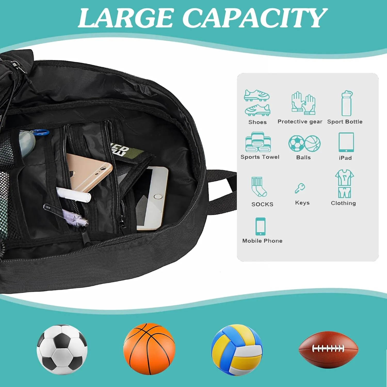 WOLT Youth Soccer Bag, Soccer Backpack, Basketball Backpack with Cleat Shoe and Ball Compartments Volleyball Backpack