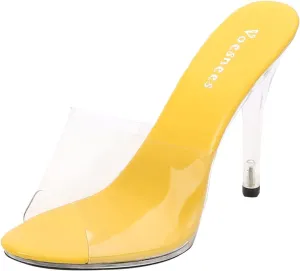 Women's Clear Heel Sandals Peep Toe with Transparent Strap Slip On Stiletto Heels Slides Orthopedic Comfy Cushioned Sandal Ladies Mid Heeled Sexy Dress Shoes for Evening Cocktail Wedding Bridal