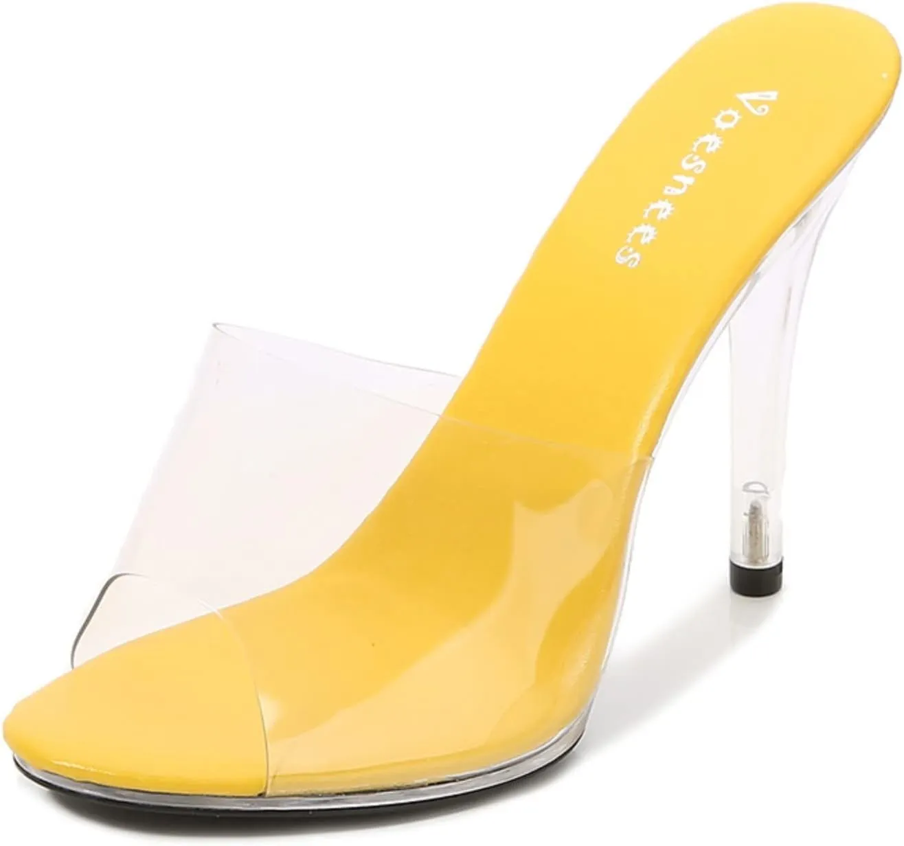Women's Clear Heel Sandals Peep Toe with Transparent Strap Slip On Stiletto Heels Slides Orthopedic Comfy Cushioned Sandal Ladies Mid Heeled Sexy Dress Shoes for Evening Cocktail Wedding Bridal