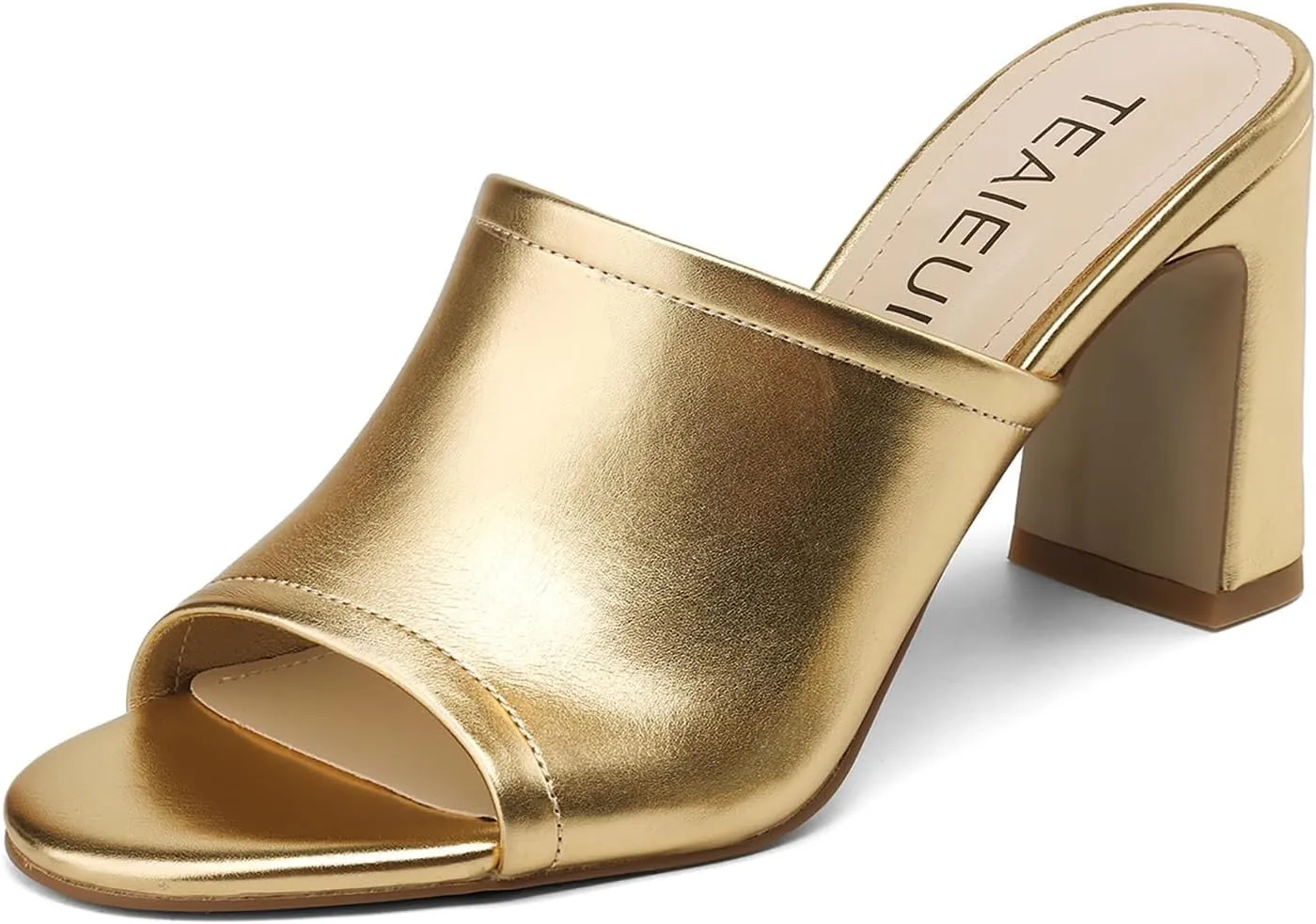 Women's High Block Heeled Mule Sandals Sexy Open Toe Heels Slip on Mules Comfortable Casual Dress Pumps Shoes for Dating Daily