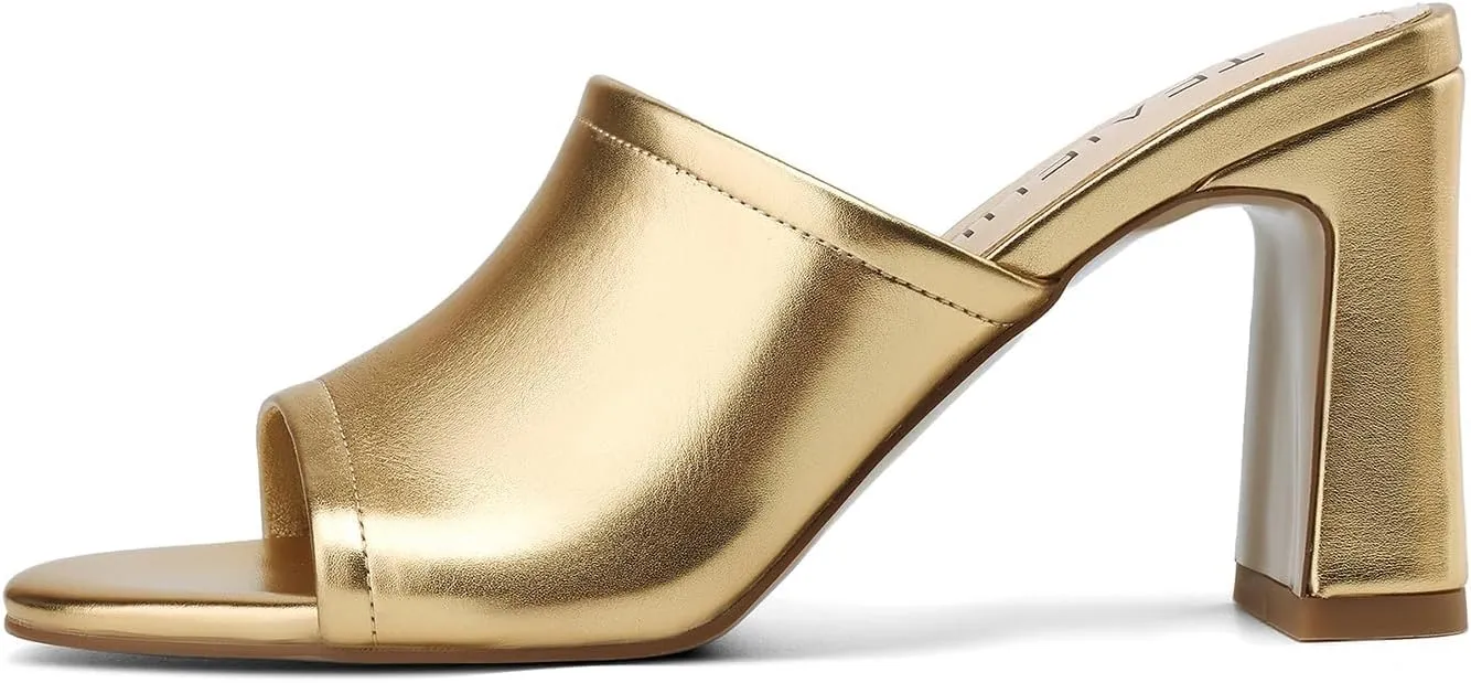 Women's High Block Heeled Mule Sandals Sexy Open Toe Heels Slip on Mules Comfortable Casual Dress Pumps Shoes for Dating Daily