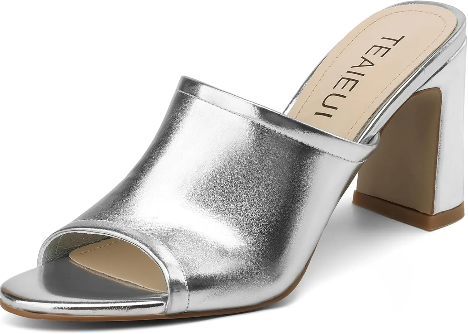 Women's High Block Heeled Mule Sandals Sexy Open Toe Heels Slip on Mules Comfortable Casual Dress Pumps Shoes for Dating Daily