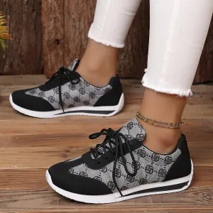 Women's Lace Up Low Top Sneakers,Comfortable and Breathable Walking Running Shoes