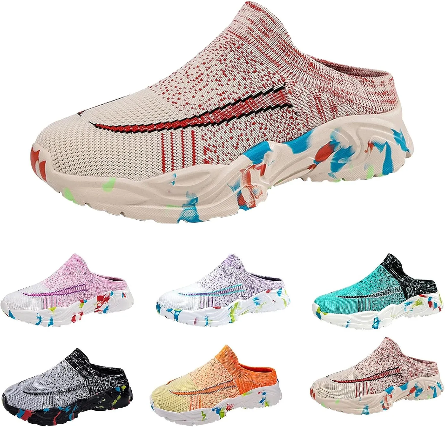 Womens Summer Breathable Mesh Slippers Womens Tennis Shoes Jogging Women Casual Shoes Women's Fashion Sneakers Black Tennis Shoe White Loafers