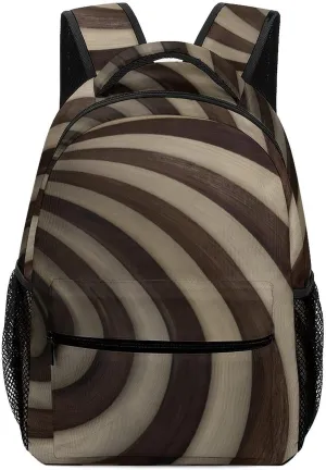 Wood Twisted Tunnel Travel Backpack Abstract Funny Durable Lightweight Laptop Computer Bag for Men Women Adjustable BookBag 16.5 Inches
