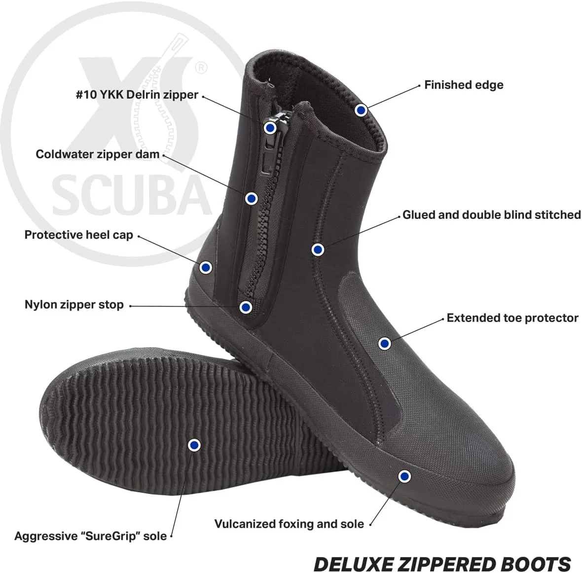 XS Scuba 3 mm Deluxe Zipper Boots