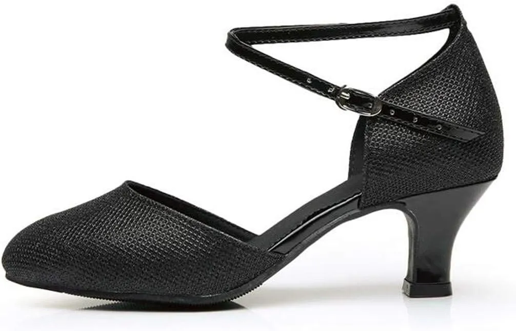 ZSpzx Women's Closed Toe Block Sandals Pointed Toe Kitten Heels Sparkly Slip On Backless Orthopedic Sandal Mid Heeled Classic Comfortable Dressy Latin Shoes for Wedding Bridal Evening Cocktail